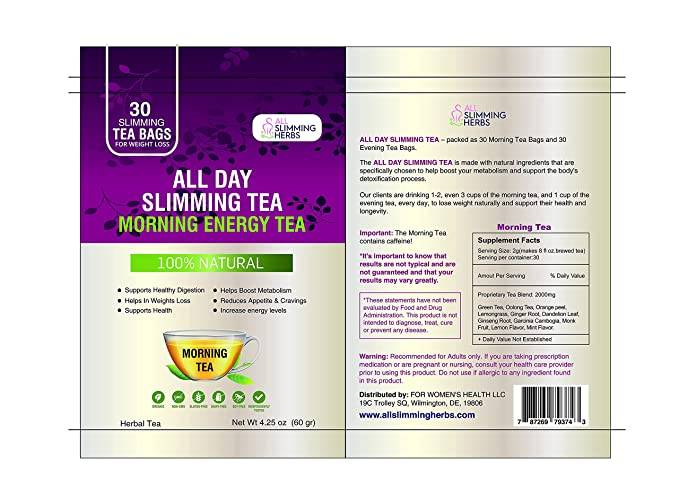 All Day Slimming Tea Supplement Fact